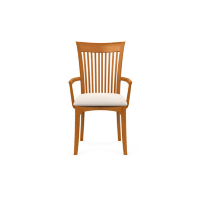 Chaise rembourrée en cuir avec dossier à lattes Sarah