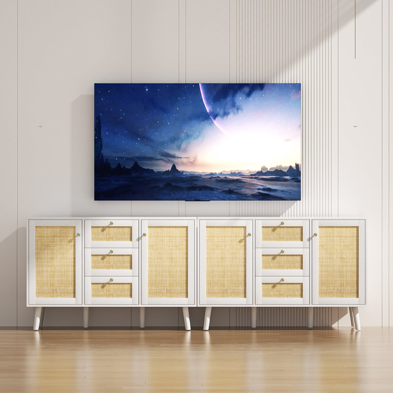 Armoire d'appoint à 3 tiroirs et 2 portes avec tablettes réglables Stoudt, Blanc
