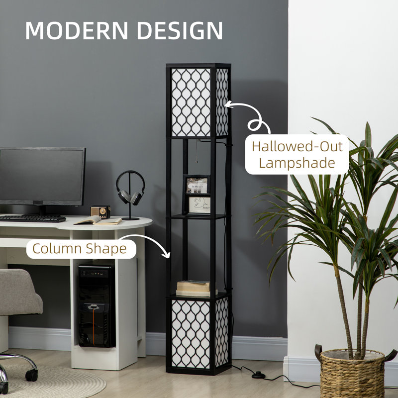 156Cm Column Floor Lamp, Black