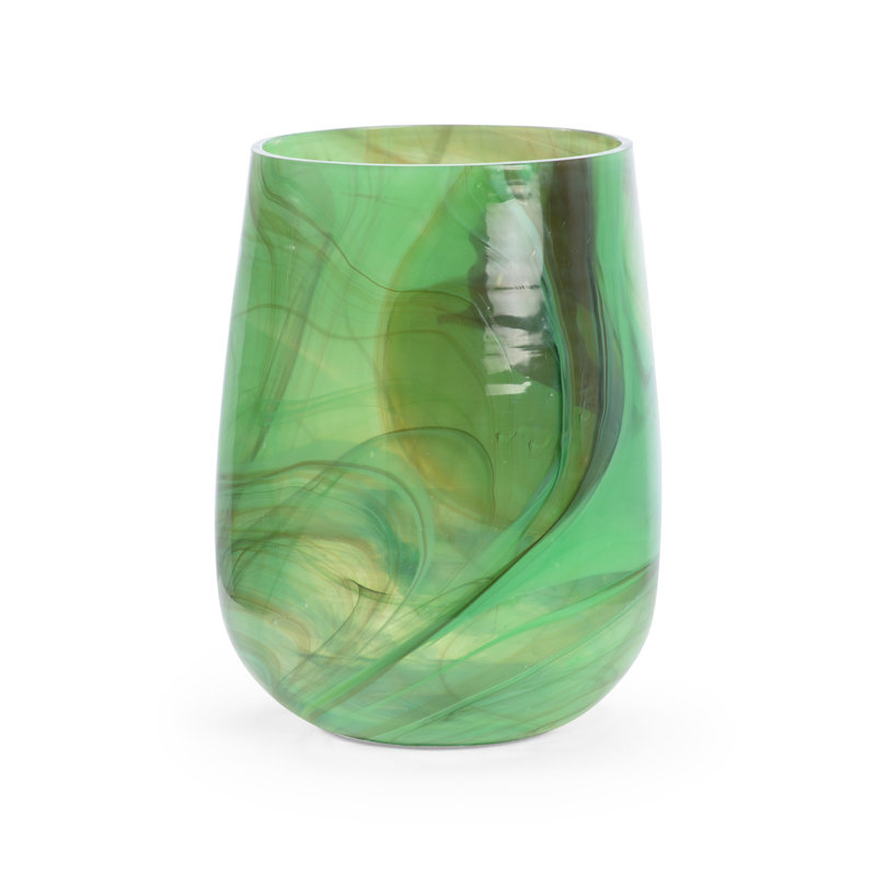 Berilo Handmade Glass Table Vase, 9.8" H x 7.5" W x 7.5" D