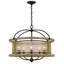 Lustre tambour 5 lumières avec détails en bois