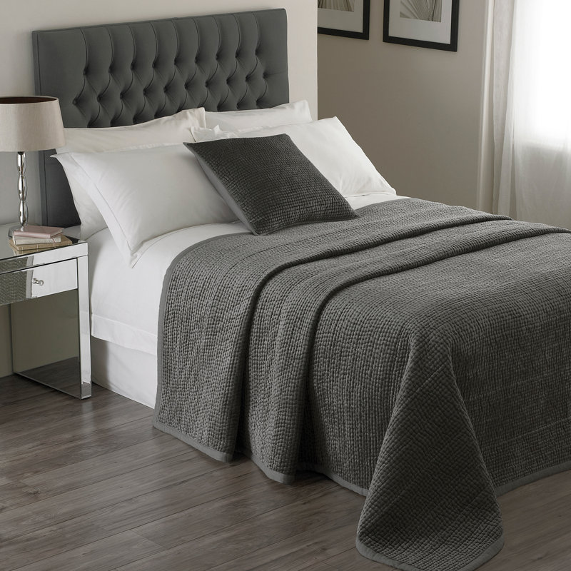 Dalrymple Rayon Patchwork Bedspread, 240 cm W x 250 cm L, Graphite