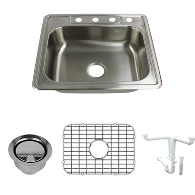 Select 25'' L Single Bowl Stainless Steel Kitchen Sink