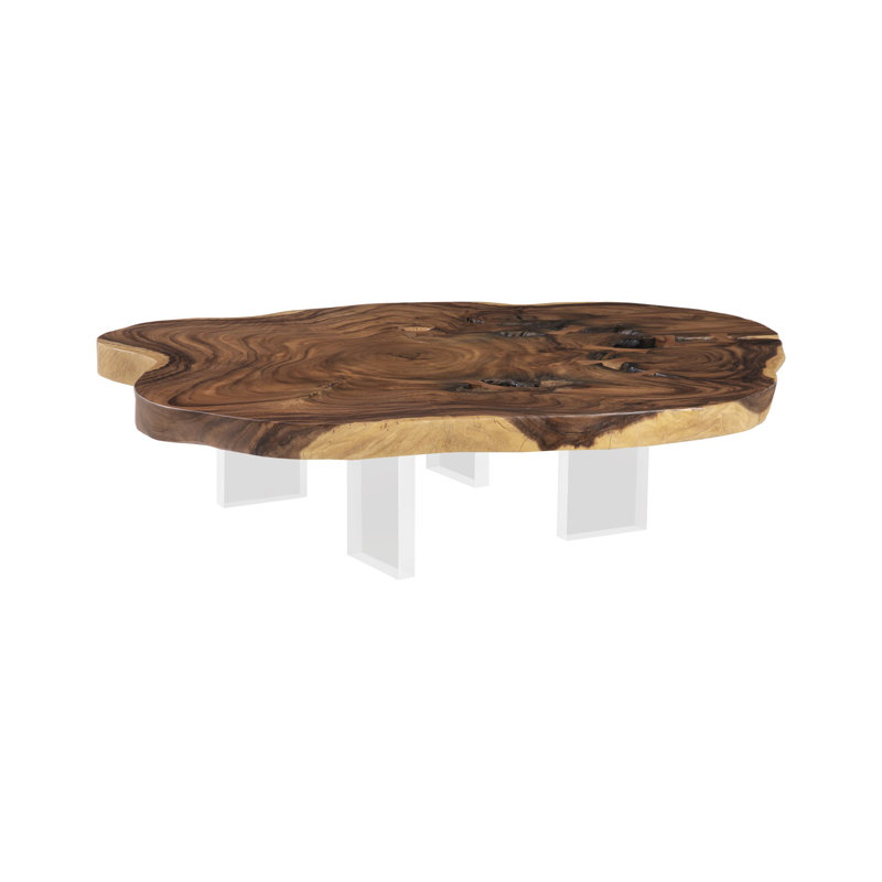 Floating Coffee Table with Acrylic Legs, Natural, Assorted