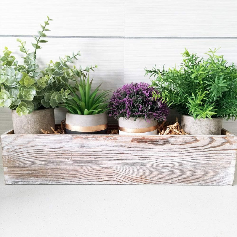 Wood Planter Box Rectangle Wooden Rectangular Planter Decorative...