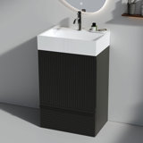 Modern Small Bathroom Vanity with Sink, Soft Close, Ceramic Basin, Door and Drawer Storage for Small Bathrooms, Apartments, Hotels