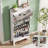 Shoe Storage Cabinet with 3 Flip Drawers, Farmhouse Fluted Shoe Organizer with Metal Legs, Freestanding Hidden Slim Narrow Shoe Rack for Entryway, Foyer, Hallway-2054837640