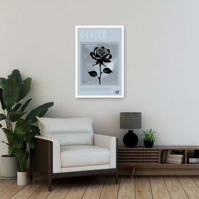 Cancer In Bloom Elegant Modern Vintage Crab Rose Flower Landscape Wall Art Print