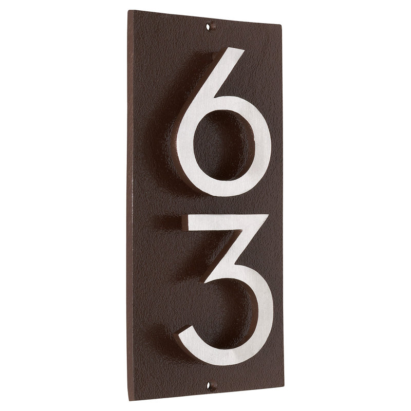 Plaque d’adresse murale sur 1 ligne flottante, Bronze romain, Nickel satiné deux tons, Oui