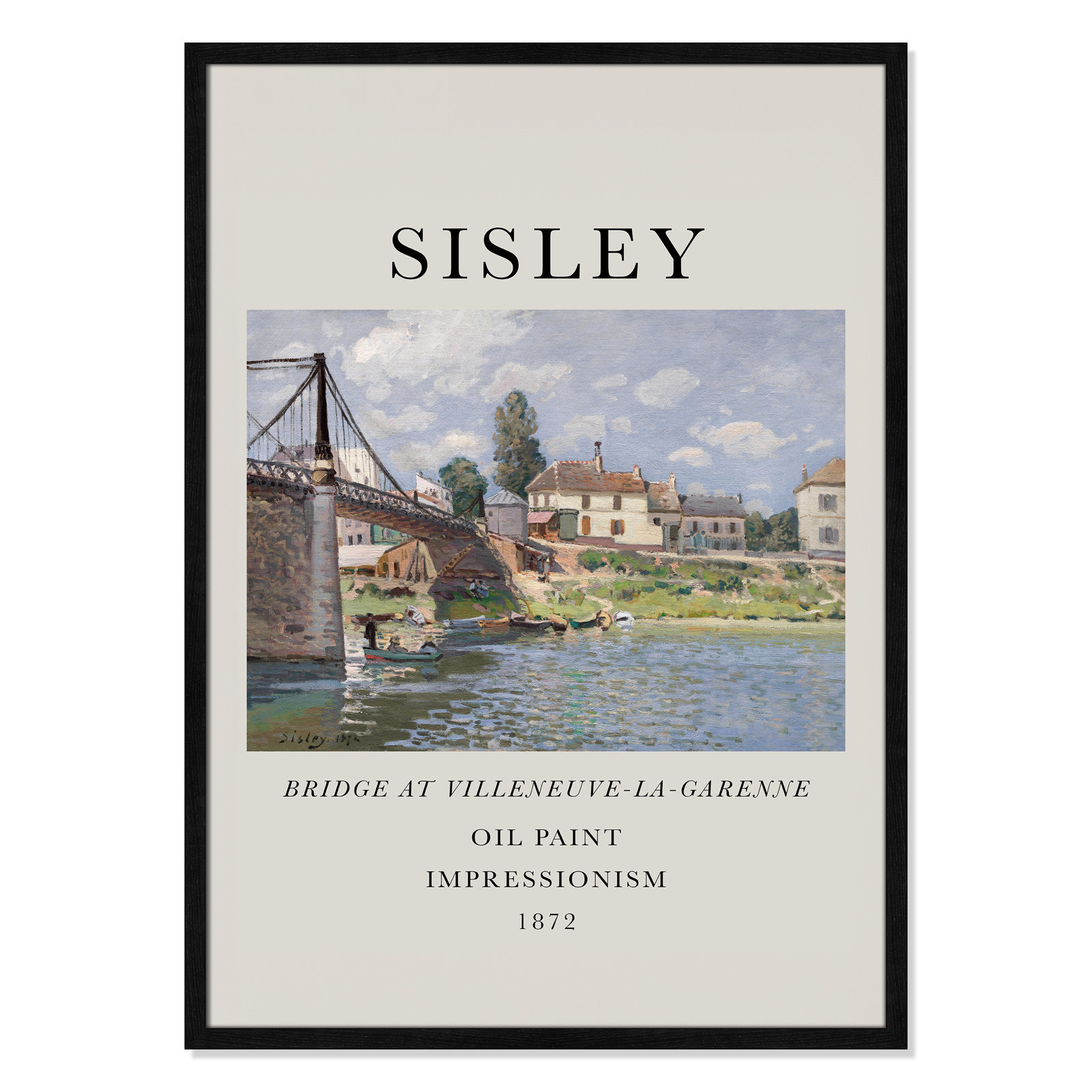 Old Masters Collection "The Bridge at Villeneuve" Print, No, Black Single Picture Frame, 35.5" H x 25.5" W x 0.75" D