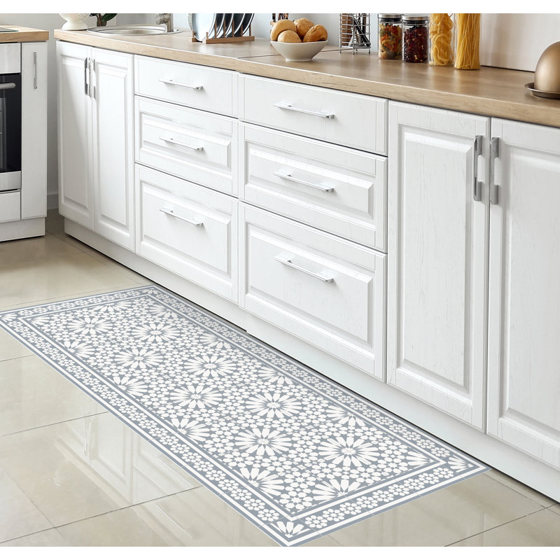 Abdiraxman Vinyl Machine Printed Area Rug, Rectangle 2'7.5" x 9'10.1"