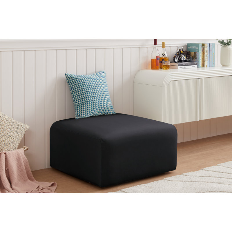 Repose-pieds en velours 31 po Hingham Josie, Velours noir