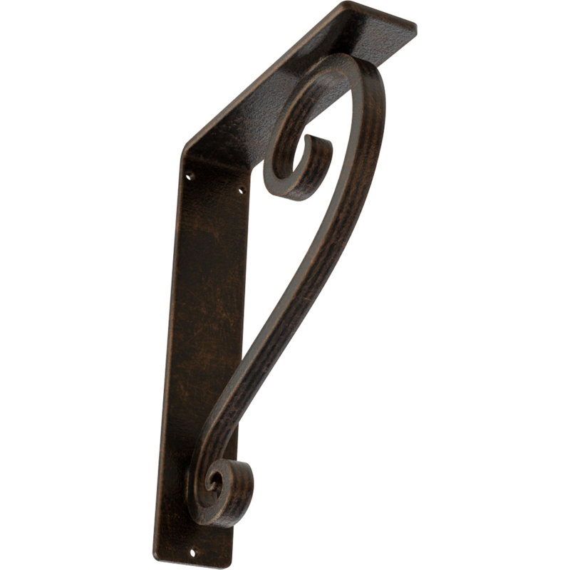 Support en fer forgé Edwards, Bronze vieilli, H 10 po x l 2 po x P 7,5 po