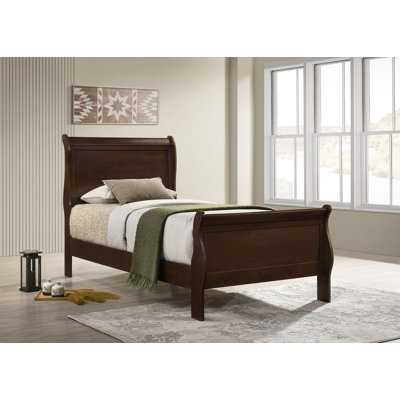 Daleyza Wood Twin Sleigh Bed Cappuccino