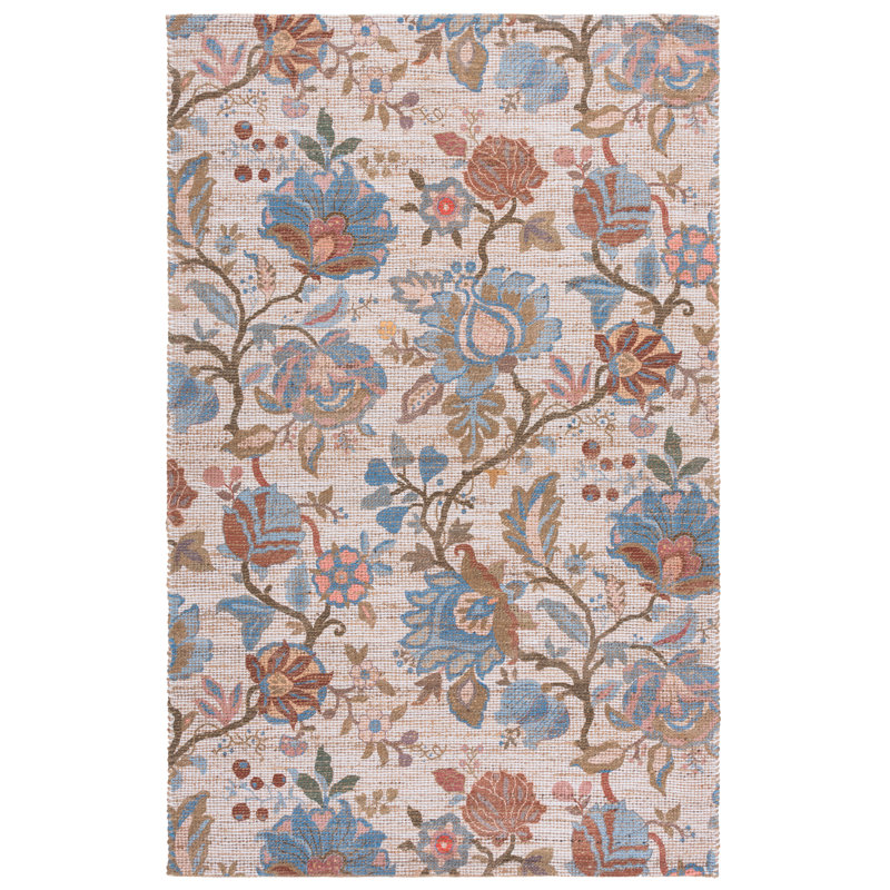 Saffron 409 Hand Woven Performance Floral Rug, Rectangle 9' x 12'