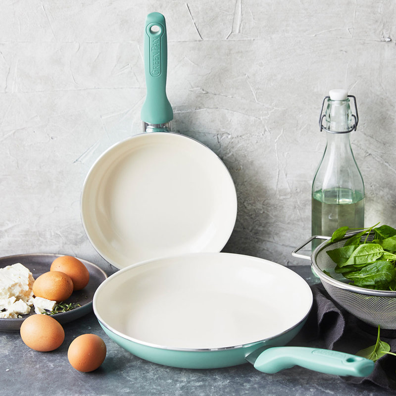 GreenPan Rio Healthy Ceramic Nonstick 8" and 10" Frying Pan Set, Turquoise