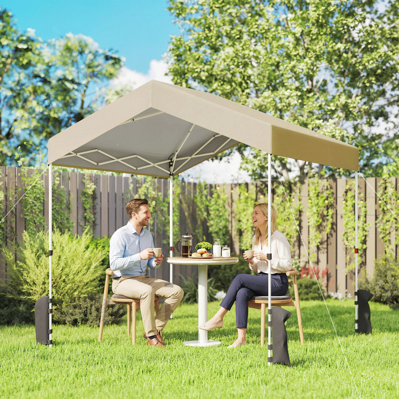 8 x 8 ft Pop Up Canopy Tent with 1-Button Push Easy Setup, Beige