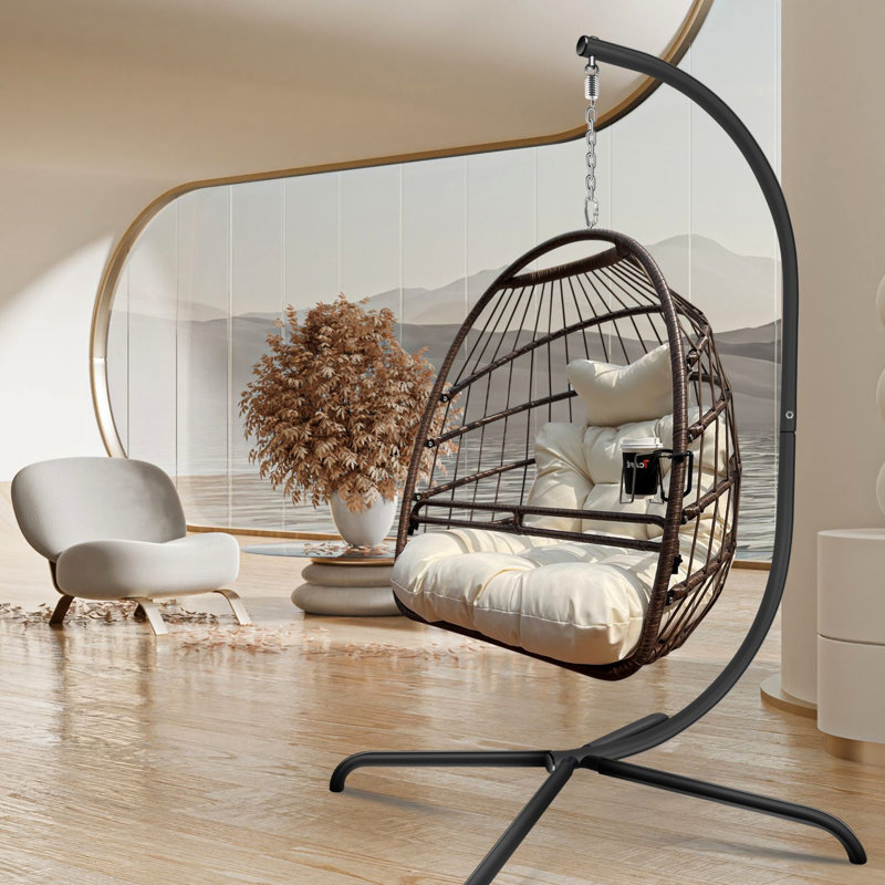 Fauteuil de patio confortable avec fonction pliable - Support pour œuf suspendu 4