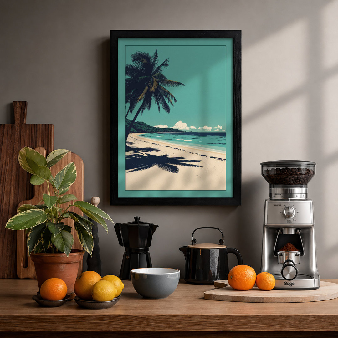 Tropical Palms Paradise Coastal - Framed Print