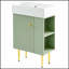 Meuble-lavabo vert de 21,6 pouces avec lavabo en céramique et rangement à droite, combinant style et fonctionnalité pour les salles de bain modernes.-837472225