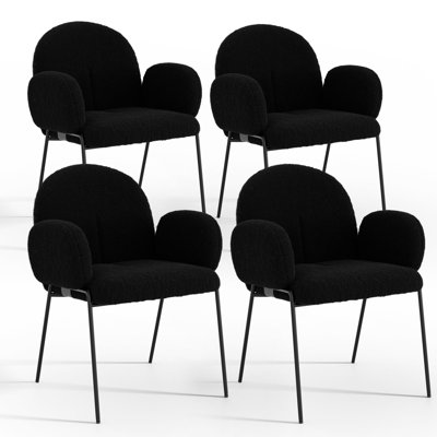 Modern Upholstered Dining Chair With Armrests Set Of 4