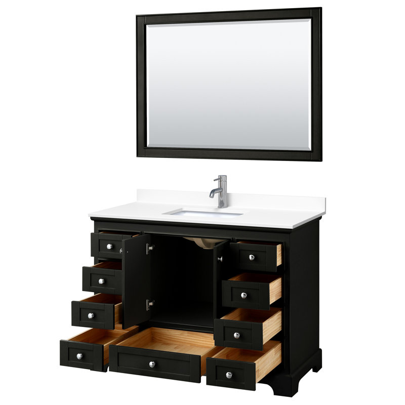 Deborah 48'' Single Bathroom Vanity with Marble Top, Dark Espresso, White Cultured Marble, Polished Chrome