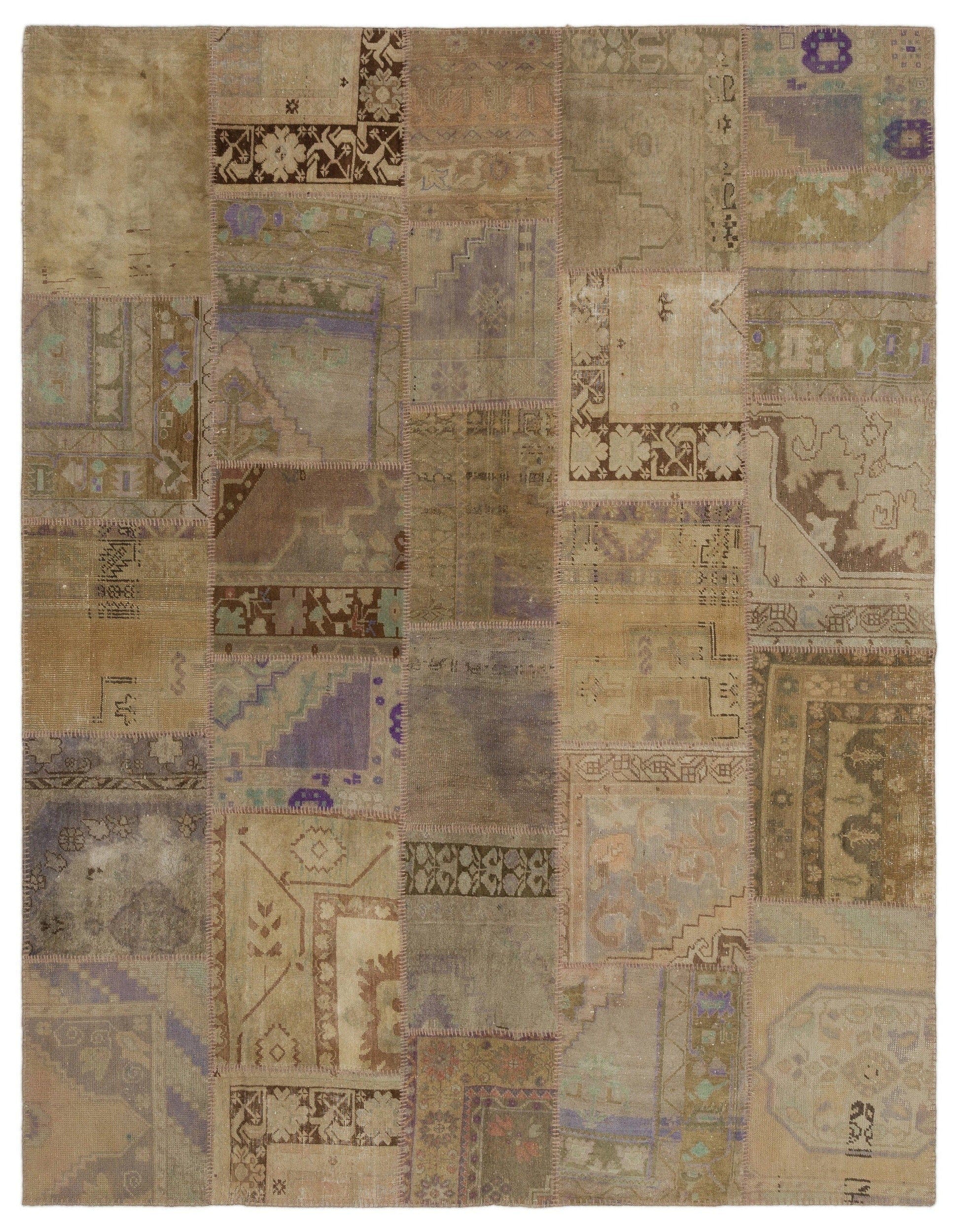 Lofy Beige Patchwork Wool Handmade Area Rug | Wayfair