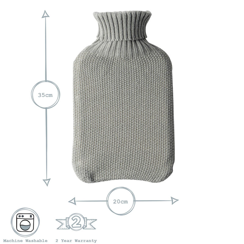 Nicola Spring - Knitted Hot Water Bottle Cover, Grey