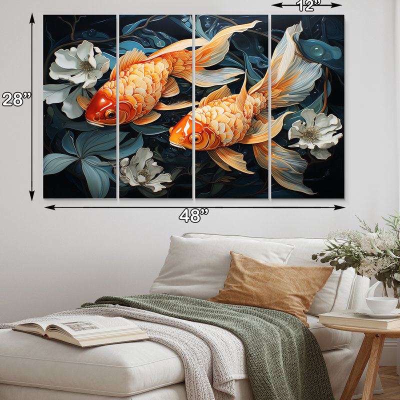«Fishing Harmonious Hues I», ensemble d'art mural en métal