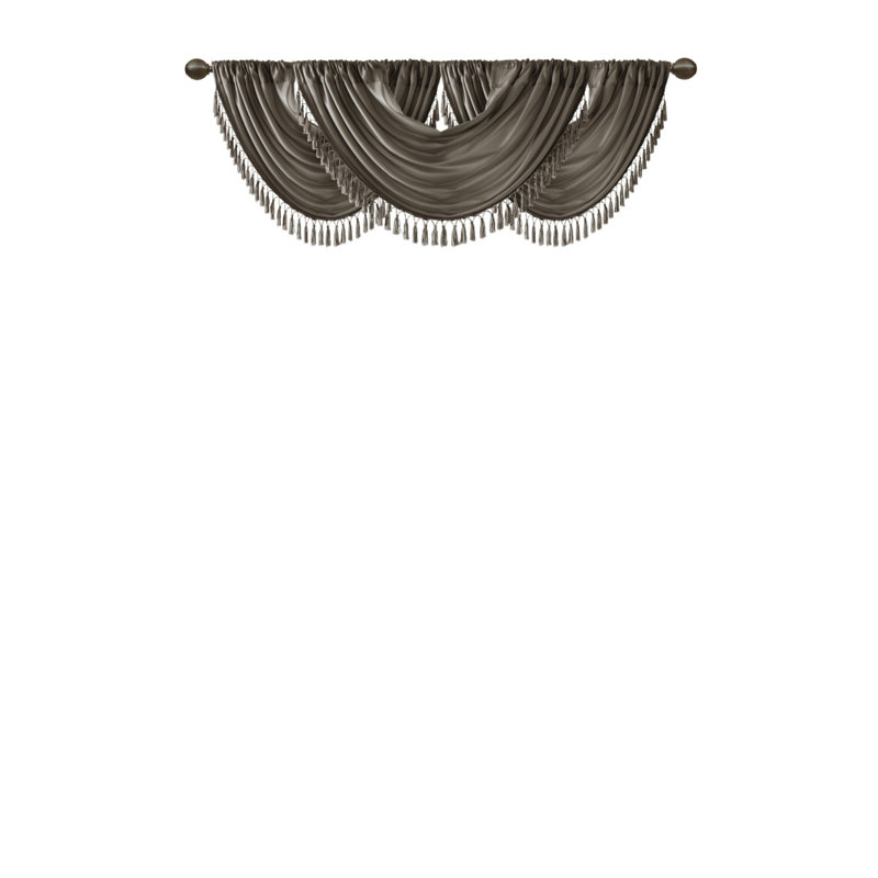 Faux Silk Waterfall Embellished Valance Pewter 38X46", Pewter