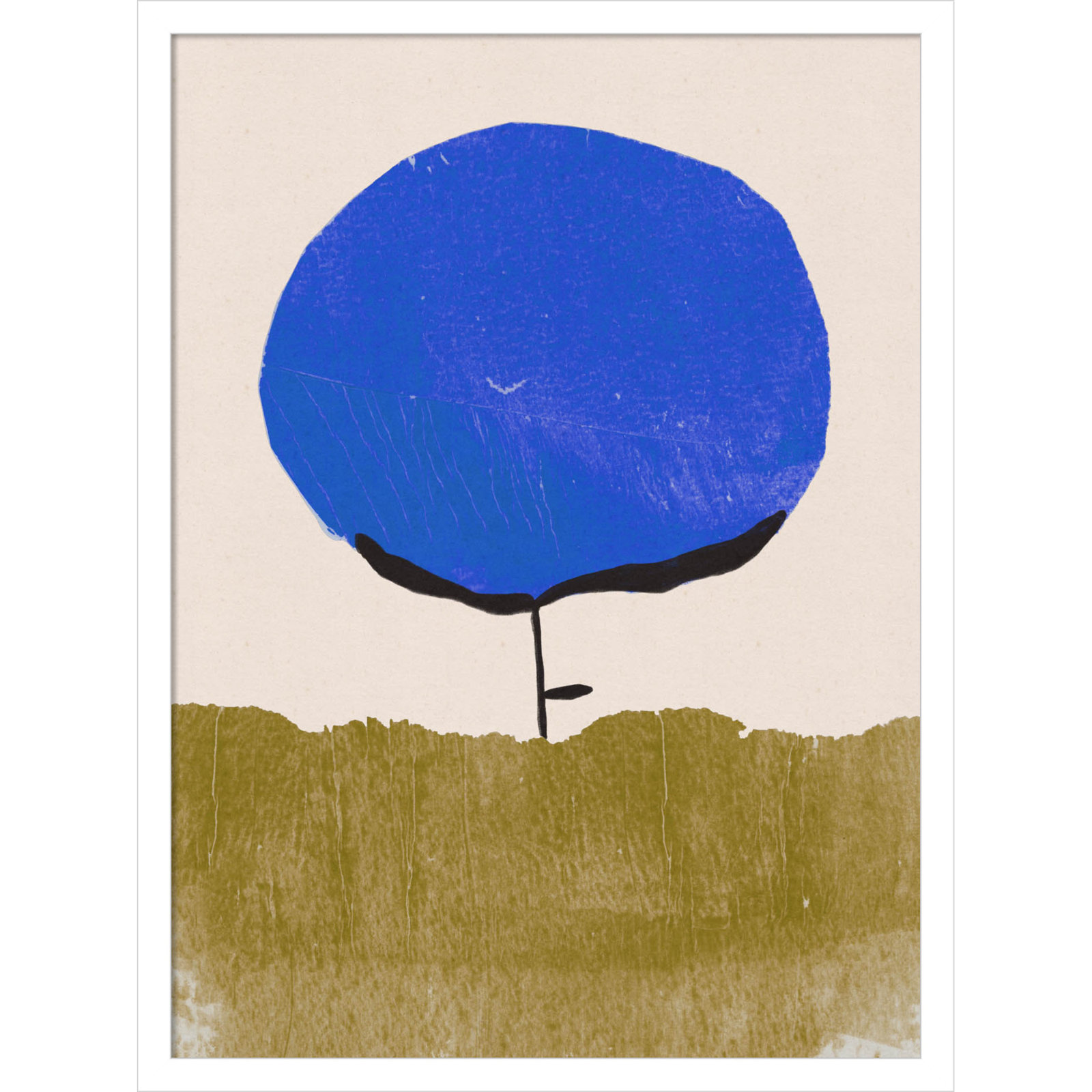 Blue Flower by Alisa Galitsyna Wood Framed Wall Art Print, 25" H x 19" W, White