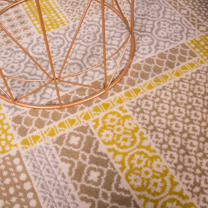 Bewdley Machine Woven Beige/Ochre Indoor Rug, Round 120cm