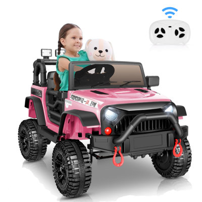 24 Volt Ride On Toys With Remote ControlElectric Ride on Truck Car for Kids Bluetooth Music, LED LightsSpring Suspension3 Speed