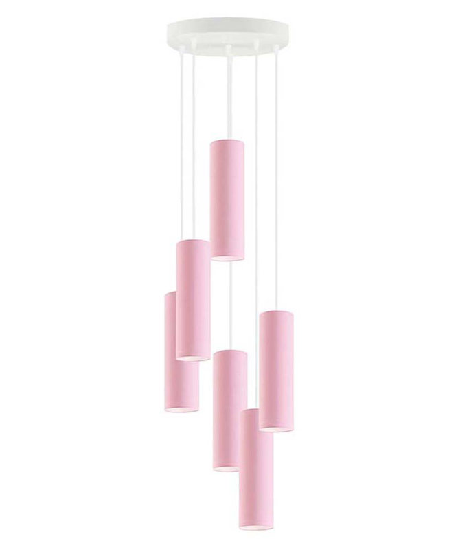 Denegal 6 - Light Cluster Pendant, Pink, White