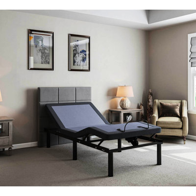 Lit simple réglable TG - capacité de 850 lb, tête et pied réglables, mémoire programmable, base de réglage sans fil à 31 pieds, bleu et gris