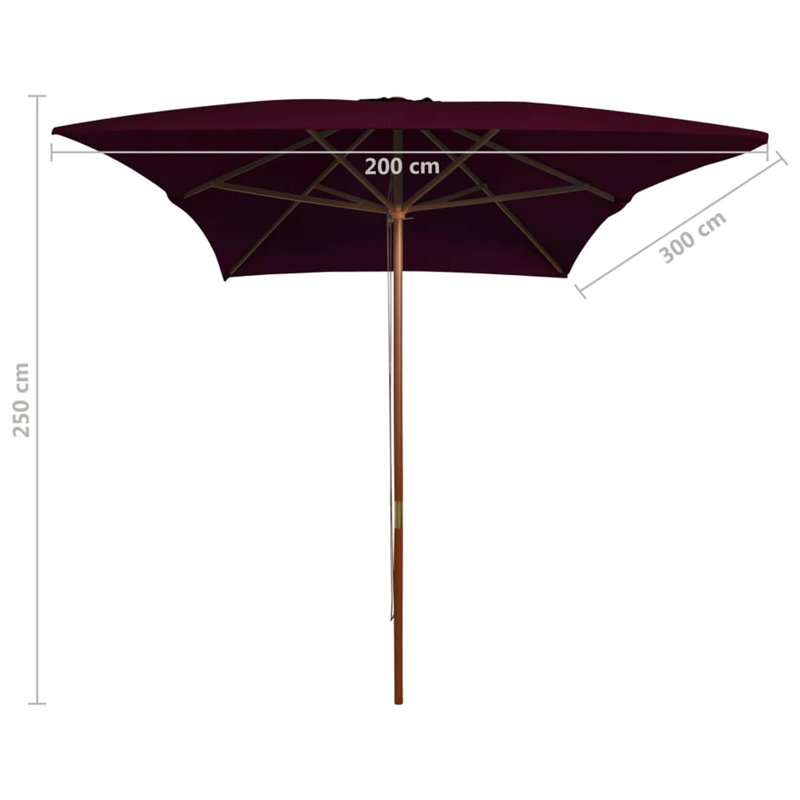 Aydin 200cm X 300cm Rectangular Market Parasol, Red