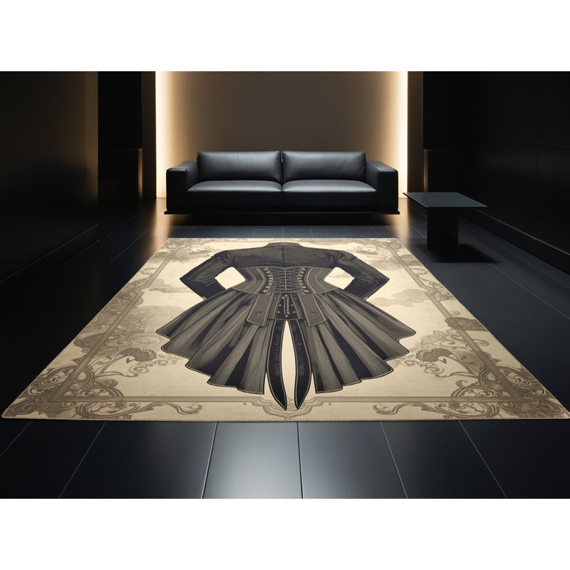 Tapis oriental gris lavable à la machine Benson, 6 X 9