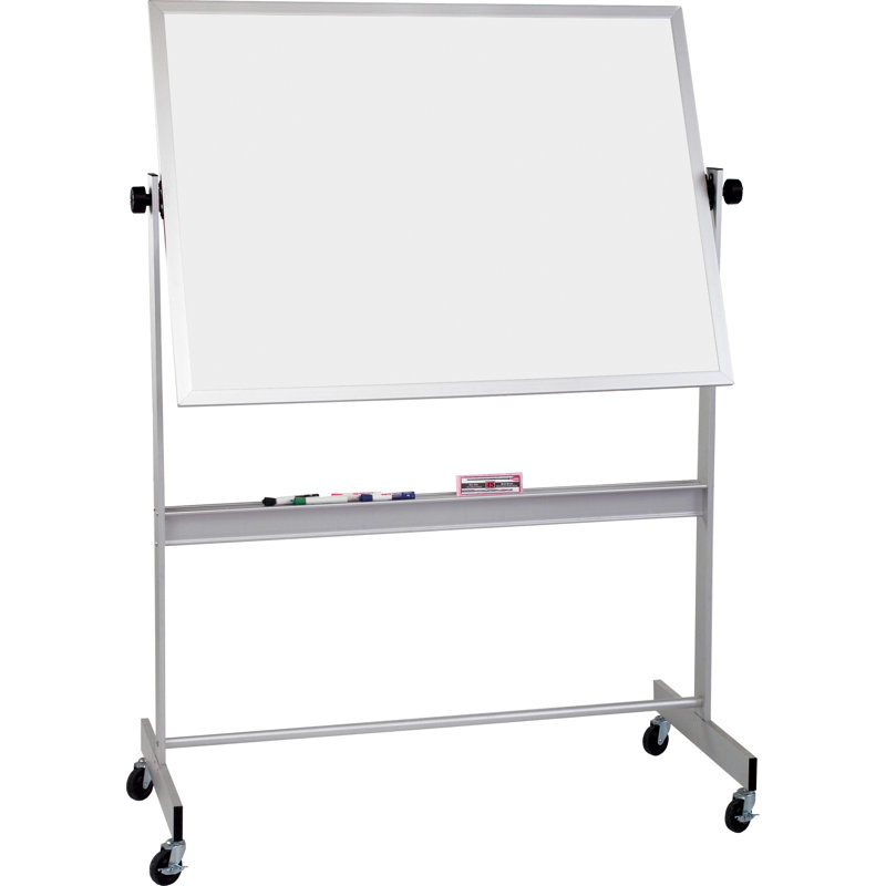 Deluxe MooreCo Magnetic Porcelain and Steel Freestanding Bulletin Board and Whiteboard, 4' H x 5' L