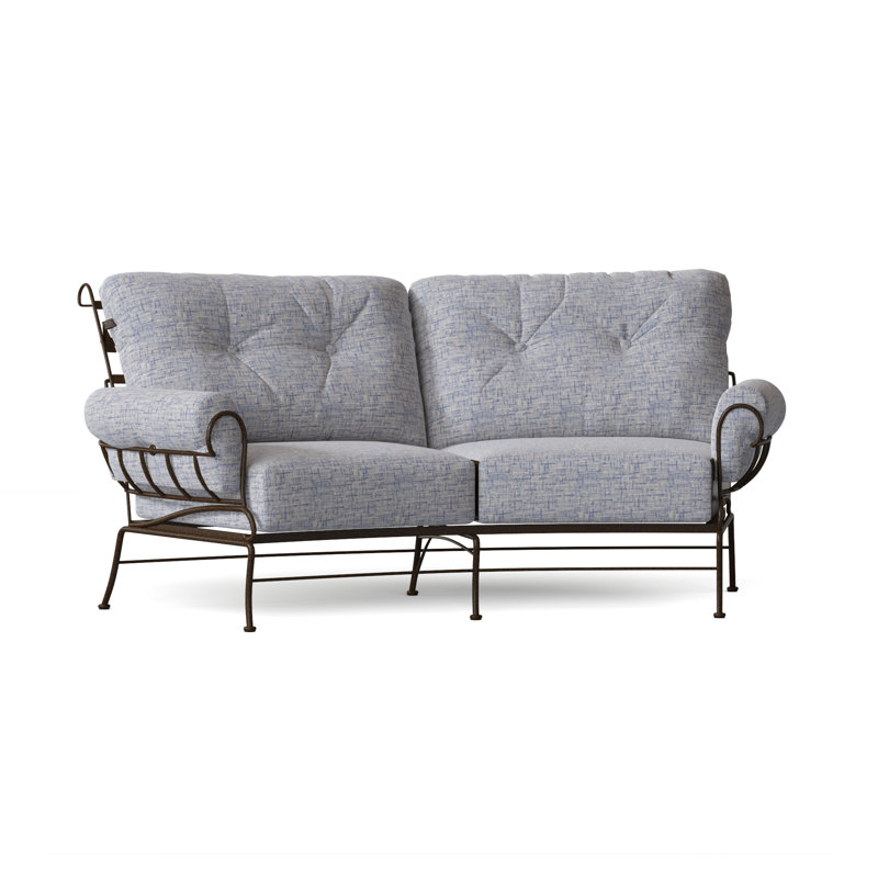 Terrace Outdoor 2 - Seat Loveseat, Chestnut Brown, Canvas Navy Sunbrella® Canvas