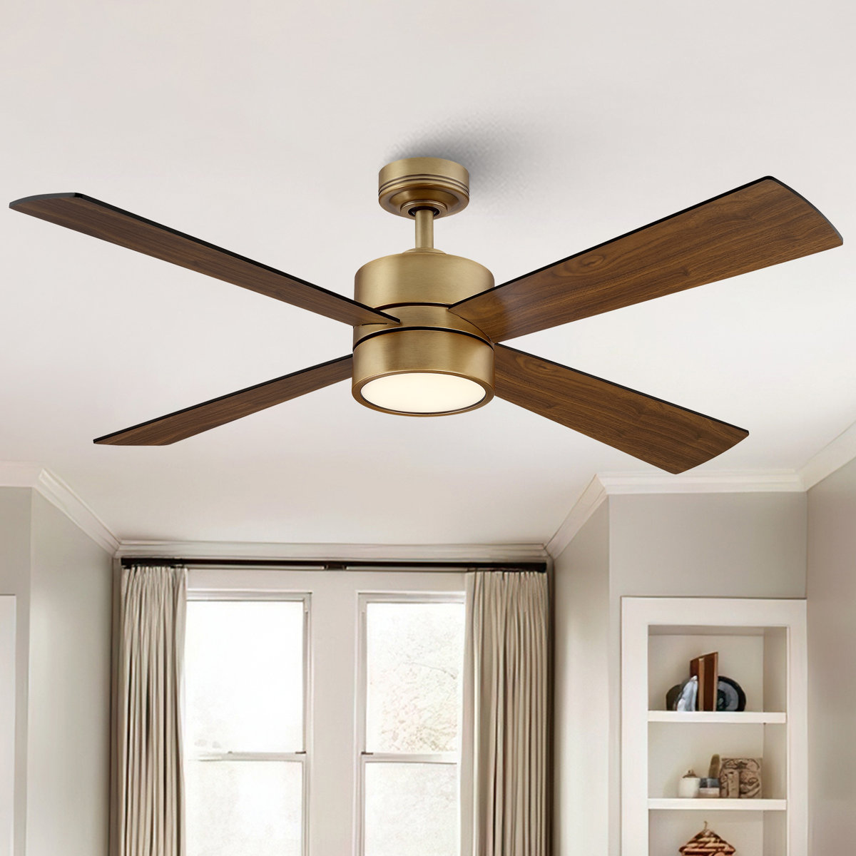 Camran 52'' Brushed Brass Dimmable Ceiling Fan with LED Lights and Remote Control 6 Speeds Reversible DC Motor Timer Memory