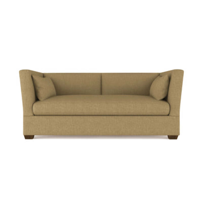 Causeuse Rivington, Lin à tissage carré albâtre, H 31 po x l 72 po x P 37 po, Brun foncé