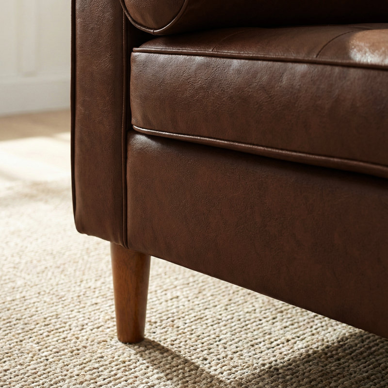 Reisterstown 79" Vegan Leather Sofa, Dark Brown