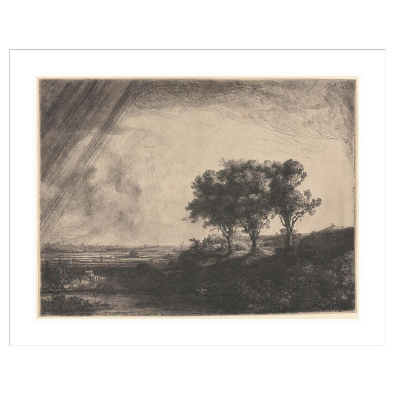 «The Three Trees» par Rembrandt van Rijn - Estampe numérique encadrée, H 33,07 po x l 41,5 po