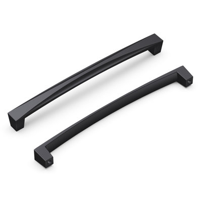 Crest Collection Handle Pull - 7-9/16" Center to Center Cabinet Pull Matte Black - Mid-century Modern Hardware for Drawers & Cabinets