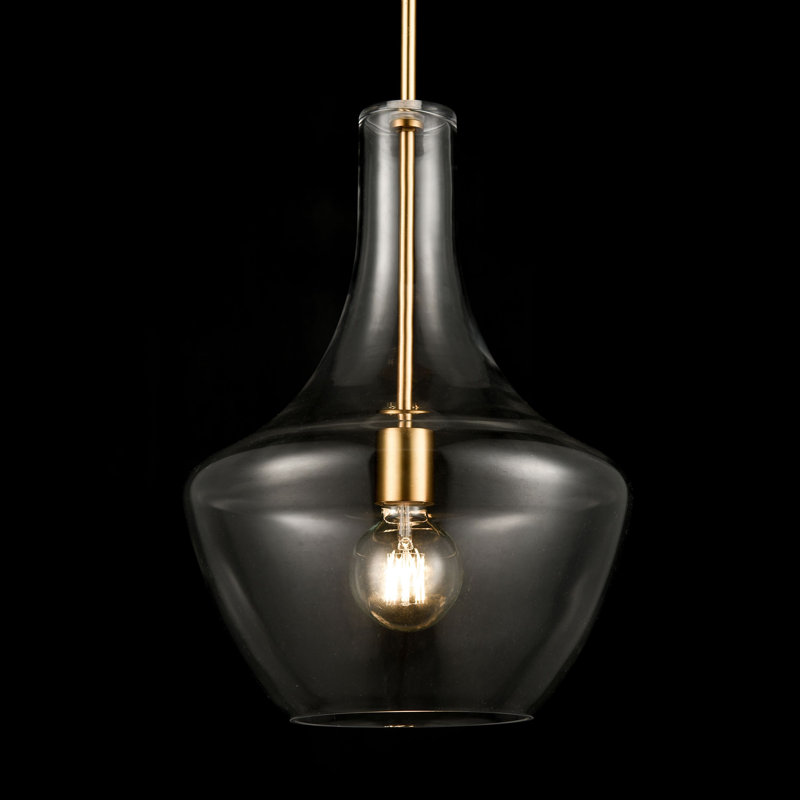 Luminaire suspendu en forme de cloche à 1 lumière Pilarcitos, Laiton