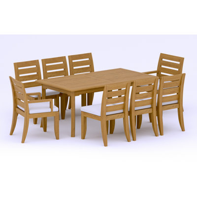Ensemble de salle à manger 7 pièces en bois de teck de qualité A: table rectangulaire de 71 po et 6 chaises Atnas (2 et 4 chaises sans accoudoirs) # 11AT1602