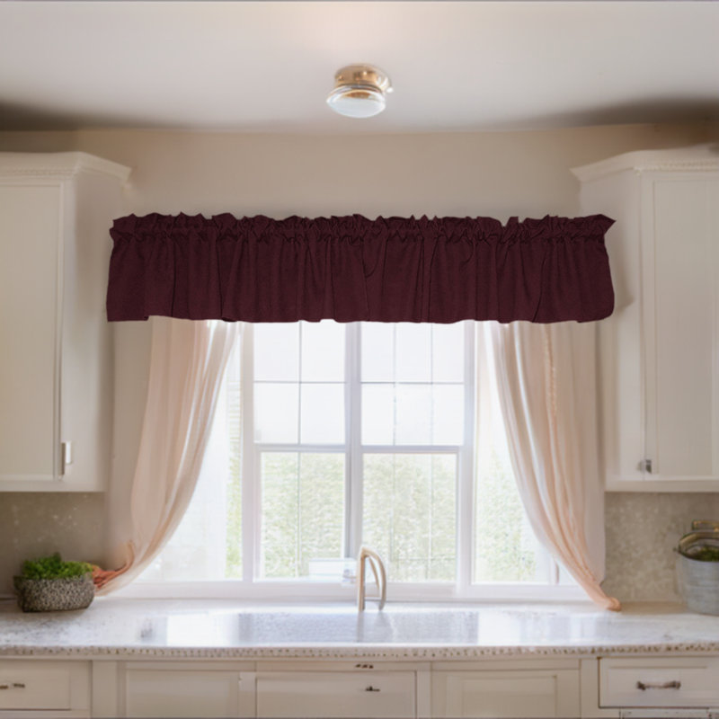 Pastorella Tailored 58'' W Window Valance, Burgundy, 58" W x 16" L