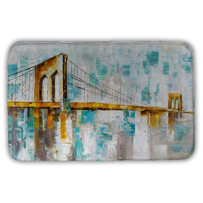Brooklyn bridge Bath Mat with Non-Slip Backing - Quick Dry Memory Foam Bathroom Rug - Absorbent - Modern Plush Spa-Style - Machine Washable