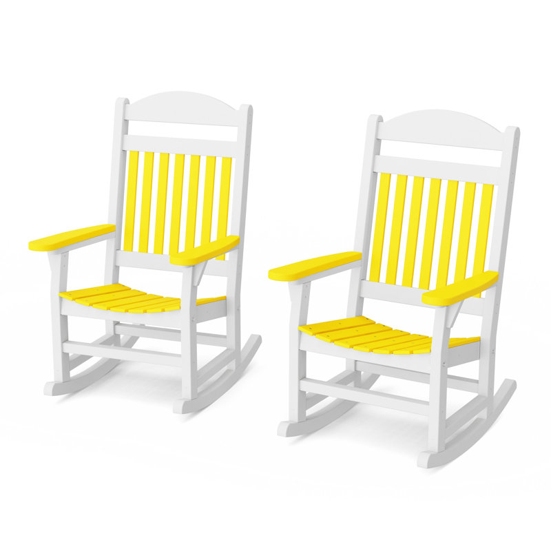 Ensemble de 2 chaises berçantes Heritage, Jaune citron / blanc
