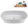 67" Streamline Soaking Matte White Stone Resin Freestanding Tub And Tray With Internal Drain In Polished Chrome